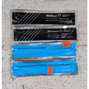 Lot 4 Pelikan 338F Fine Point Rollerball Refill Black Blue New Old Stock NOS